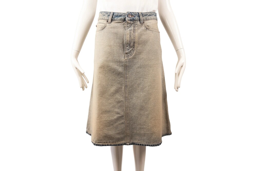 Balenciaga Blue Acid-Wash Denim Skirt Size M